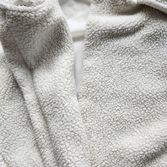 Cleo + Wolf Sherpa Jacket Small White Bomber Crop Collared Snap Button Women's S - Picture 5 of 7